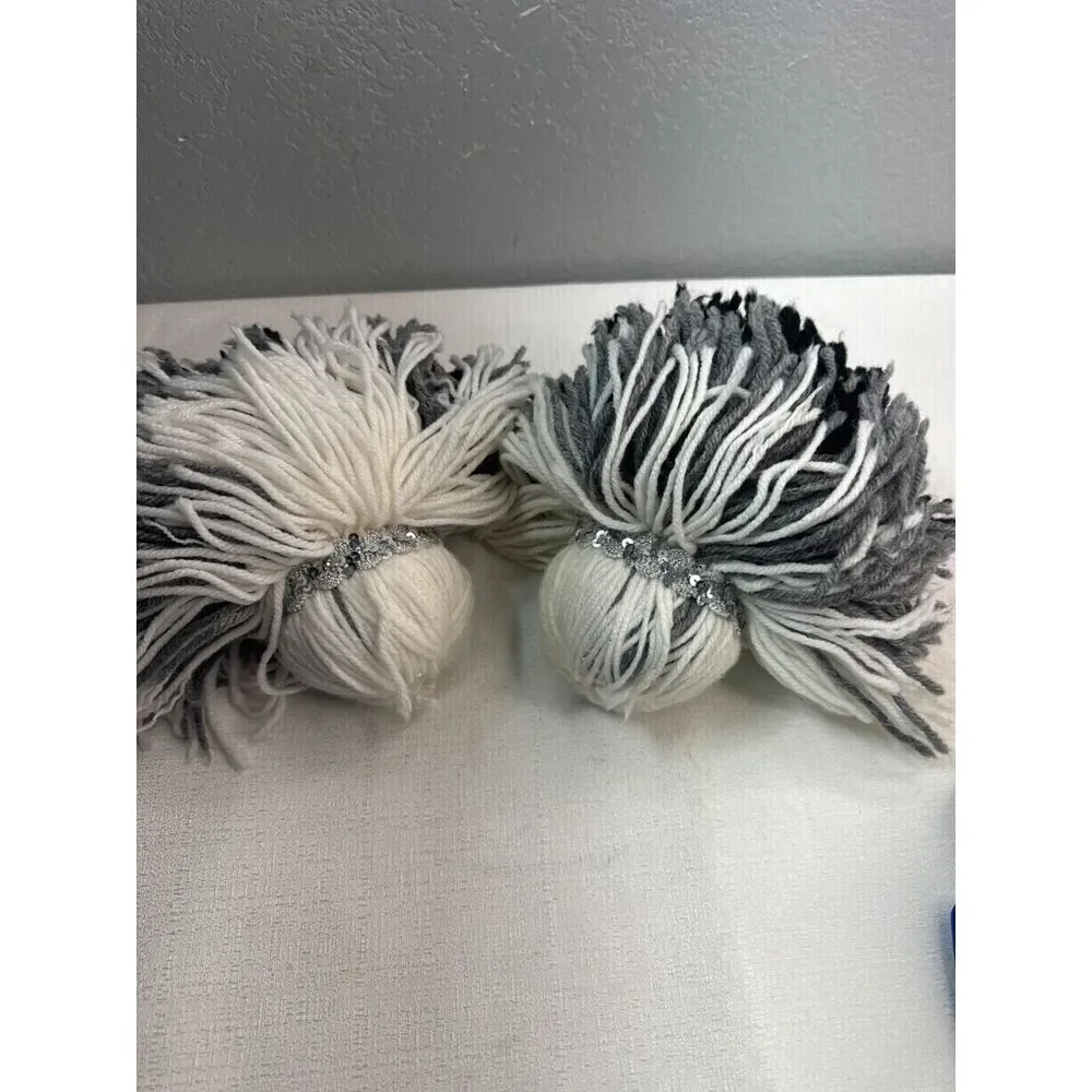 Pair Of Handcrafted‎ Yarn Tassel Decor With Sequin Detail